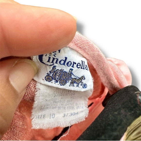 VTG 70s Cinderella Puff Sleeve Waist Tie Pink Long Maxi Dress Up Dress Sz 10 - Picture 7 of 9